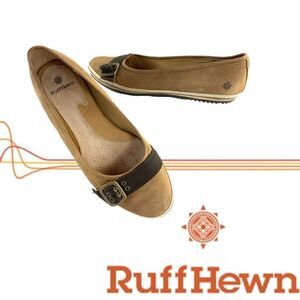 RUFF HEWN tan leather ballet/slip on